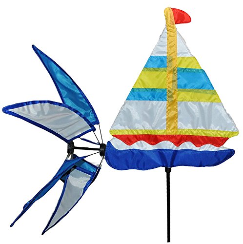 Preisvergleich Produktbild Unbekannt Windrad / Windspiel - Segelboot - Windmühle Windräder - Windrichtungsanzeiger - Wetterfest für Außen Windspiele mit Spieß 147 cm - Maritim Schiff Meer