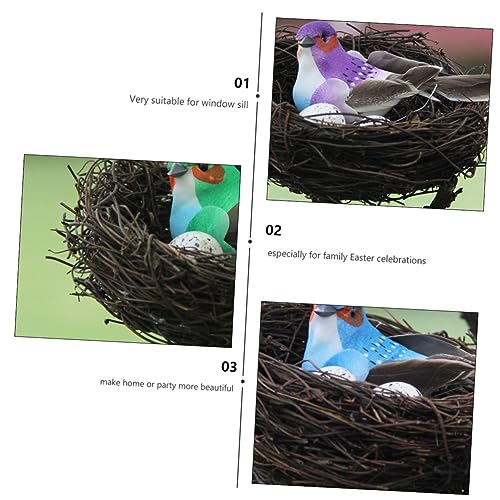 Nid d'oiseau artificiel rustique UPKOCH avec plumes déco pour maison