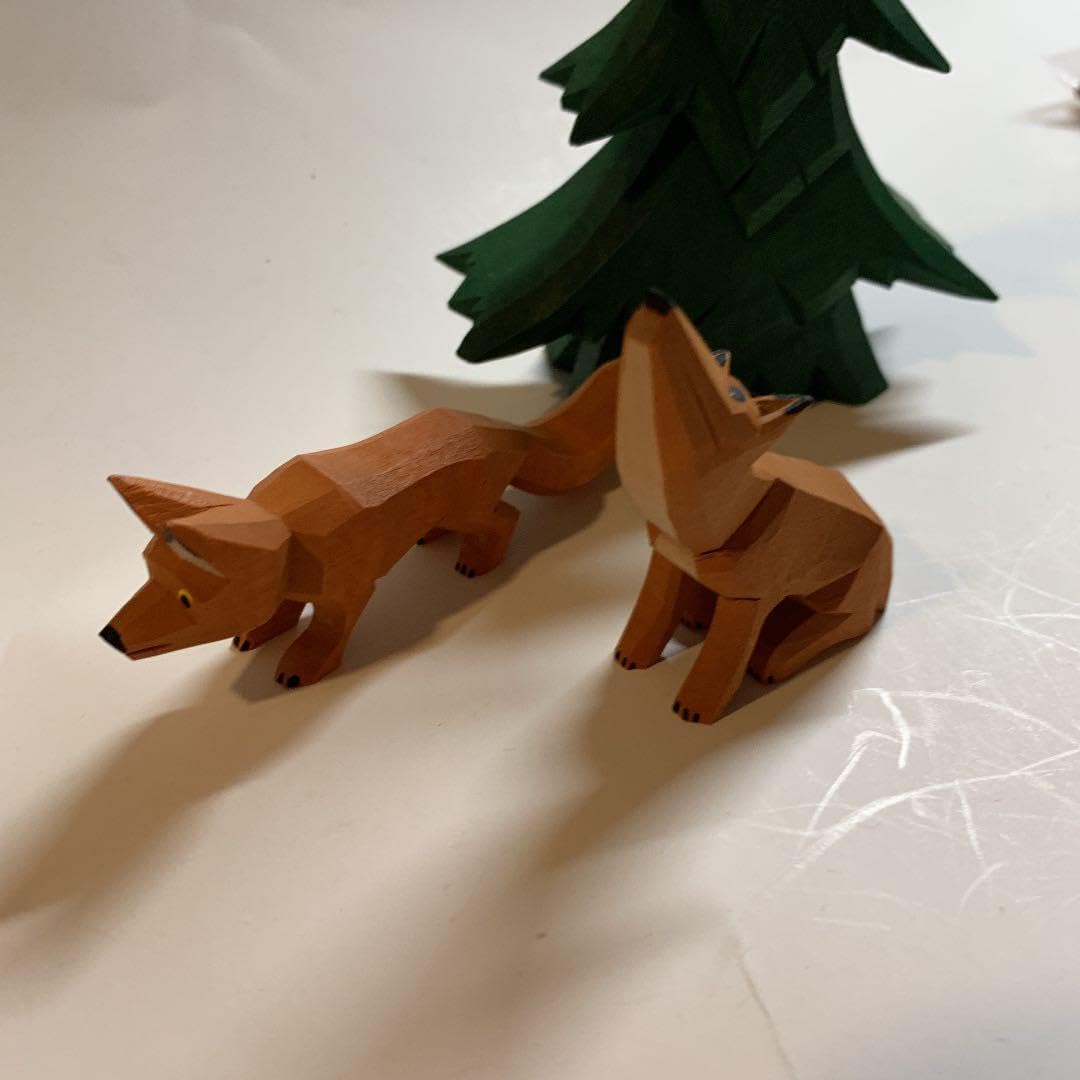 アトリエニキティキ ドイツ ハーン社 木彫り人形 キツネの兄弟