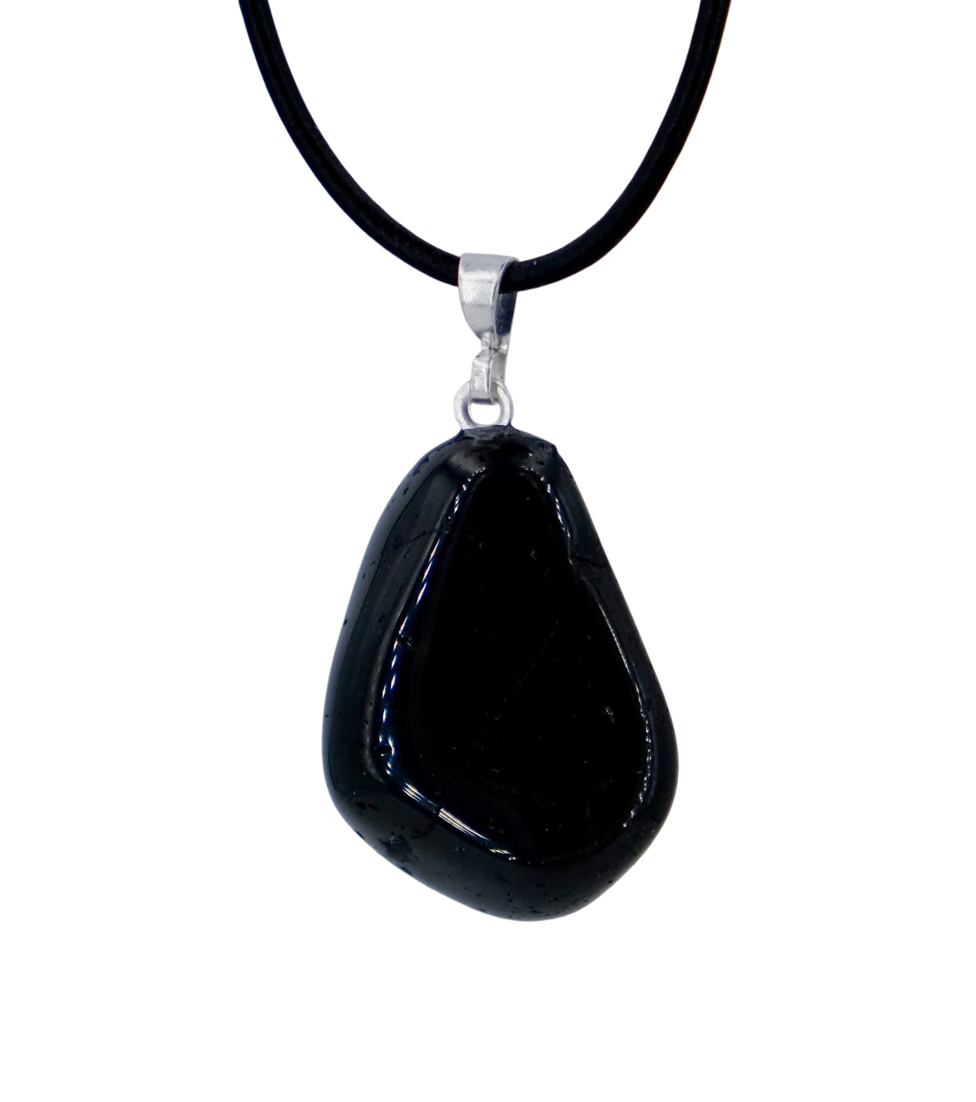 Taddart Minerals Trommelstein Anhänger aus Naturstein mit Lederkette im Organza-Beutel