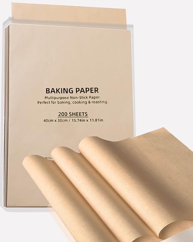 12x16 Baking Parchment Paper – 200 Pcs Non-Stick, Heat Resistant, Food Safe, Disposable Sheets for Oven, Microwave, Baking, Roasting, Cooking, and Easy Cleanup