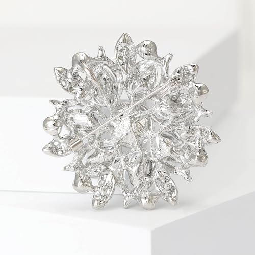 Image of Trendy Large Rhinestone Flower Brooches 8-color for Women Luxury Office Party Casual Pins Jewelry Accessories Gifts