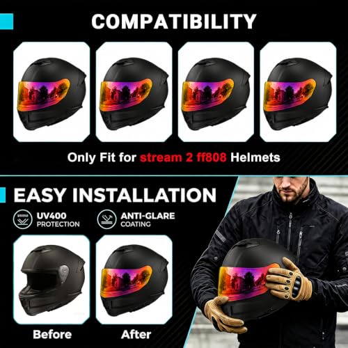 Image of PSLER Stream II Helmet Tinted Visor FF808 Face Shield Replacement for Stream II FF808