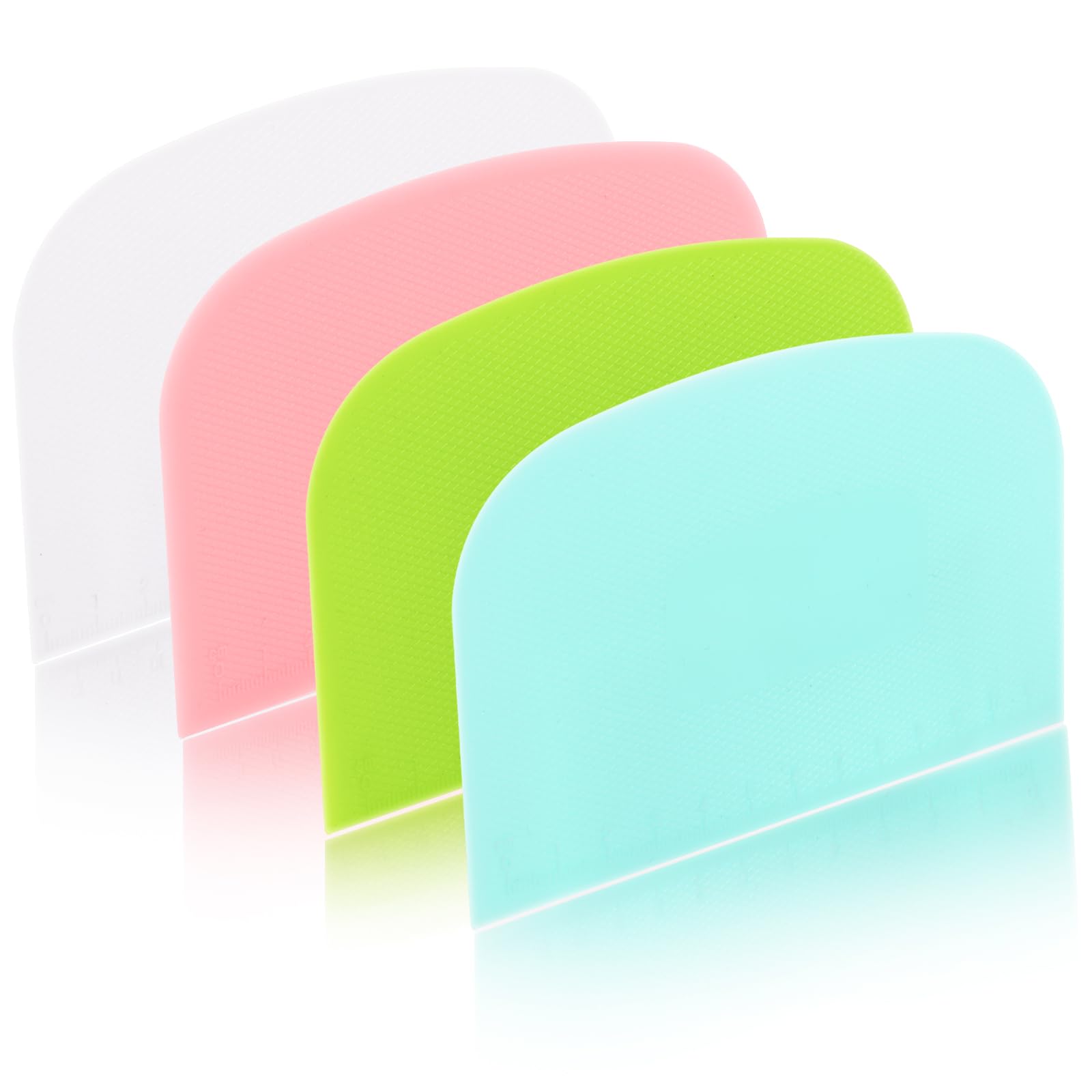 Dough Scraper Pastry Baking Bench Dough Scraper 4 Pcs Plastic Dough Scraper Bowl Scraper Multipurpose Flexible Food Scraper Bakery Dough Scraper Tools Dough Cutter for Bread Cake Dough Fondant Icing