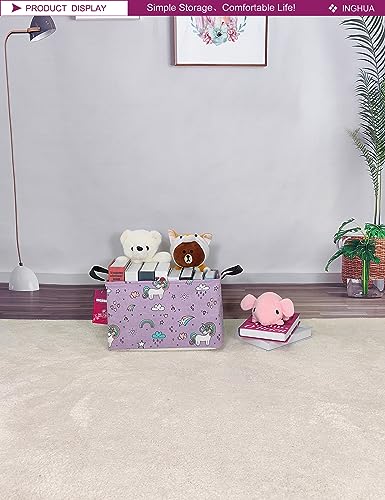 Image of Rectangular Unicorn Storage Basket | Fabric Organizer Bin for Toys,Books,Clothes,Gifts,Pets-Perfect for Home,Office,Nursery,Dorm,Shelf(Rec-Unicorn)