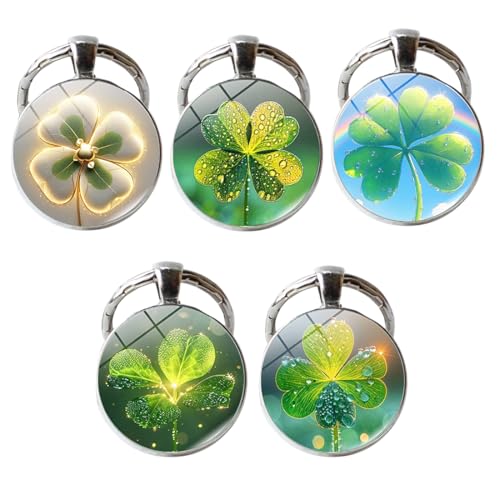 ZORVYN 5 Llaveros de Trébol de Cuatro Hojas, Llaveros Originales de Acrílico, Amuletos de Suerte para Niños, Regalo Original para Cumpleaños, Año Nuevo y Celebraciones