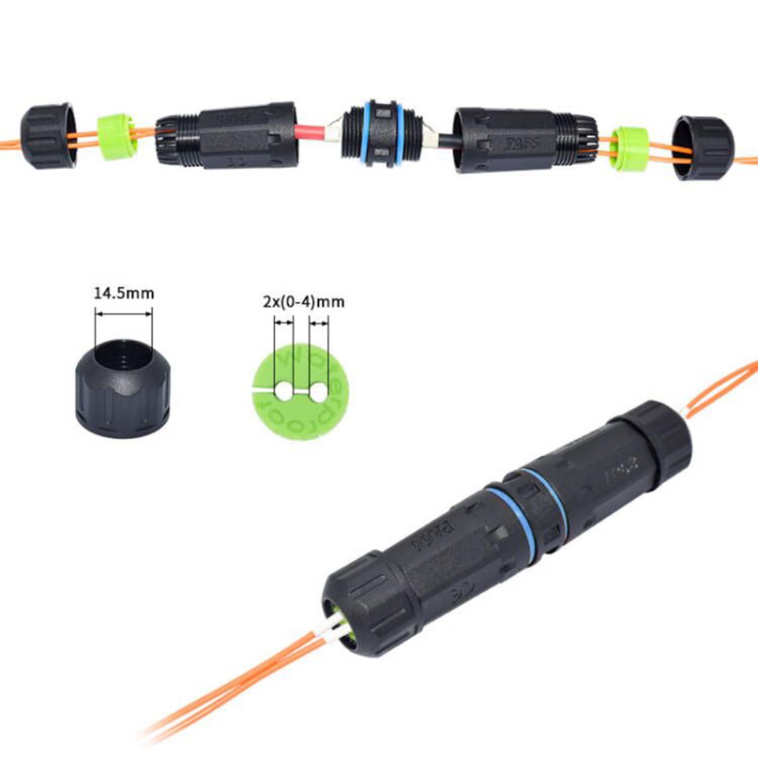 Connecteur étanche en fibre optique LC, rallonge de câble à fibre optique LC, coupleur de câble de fibre optique LC vers LC IP68 (2 pièces femelles)