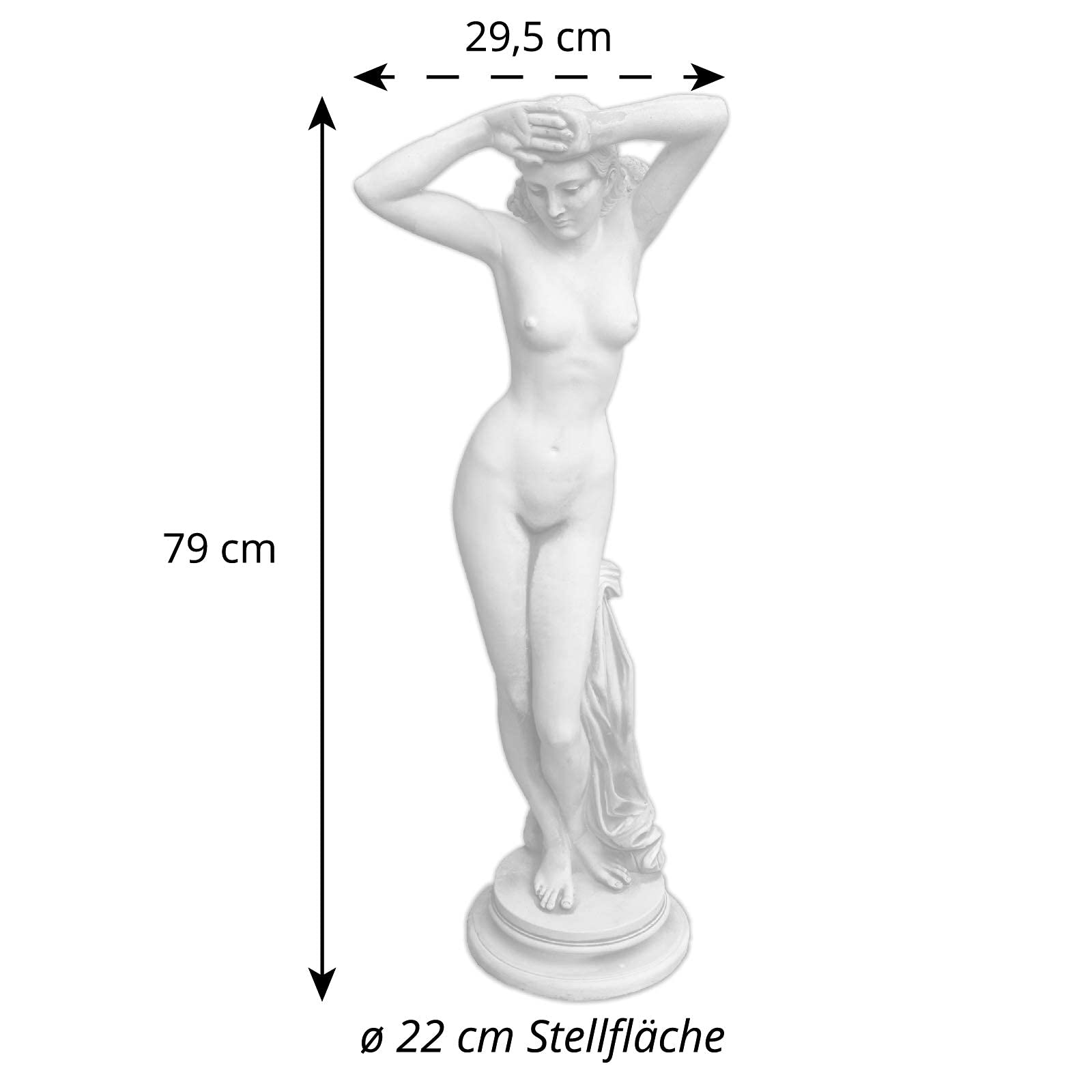 gartendekoparadies.de Statue der Erotischen Venus, Steinfigur aus Steinguss, Grau, Frostsicher für Außenbereich, H. 79 cm, 16 kg
