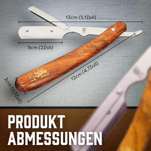 Foto von The Cambridge Cutthroat® Cut Throat Rasiermesser Rasierer-Set - Missanda Hartholz & Edelstahl Professioneller Friseur-Rasierer mit einer Klinge - Razor mit gerader Kante - Schnurrbart & Bartformer