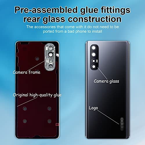Eonpam Back Cover Glass for Oppo Find X2 Neo/Oppo Reno3 Pro 5G Rear Glass Replacement with Camera Lens + Repair Kit Genuine Rear Housing (Black) - Image 3