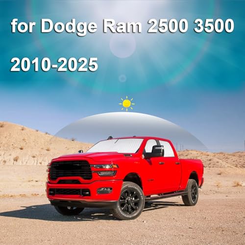 KMF 6pcs Thicken Full Window Sun Shades for Dodge Ram 2500 3500 Accessories 2010-2025, Custom Fit Privacy Car Window Covers Sunshade for Windshield Side Rear, UV Block for Camping Outdoor