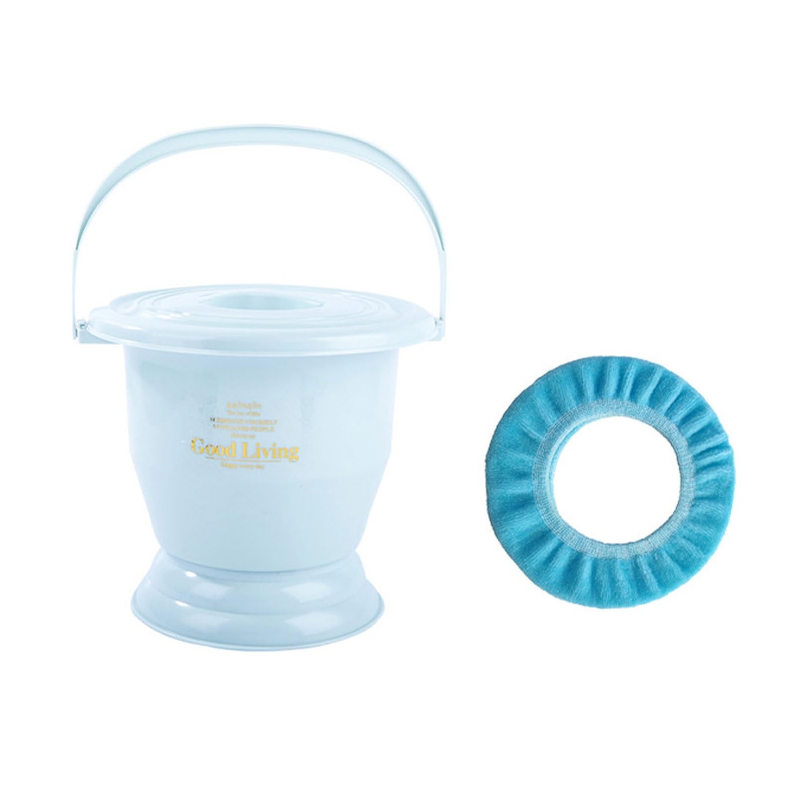 Urinal Bottle, Chamber Pot Bedpan Urinal with Toilet Seat, Urine Pots Bucket with Lid Handle Portable Potty for Women Men Elderly(Blue,22.5cm)