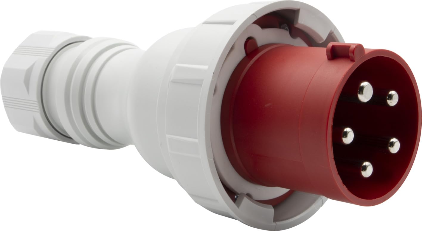 Brennenstuhl Spina Elettrica Industriale CEE a 5 Poli per Uso Esterno, Presa Elettrica Maschio CEE 400V/63A, Connessione Avvitabile, Utilizzo all’Aperto, Cantieri, Industria, Campeggio, IP67, 63A