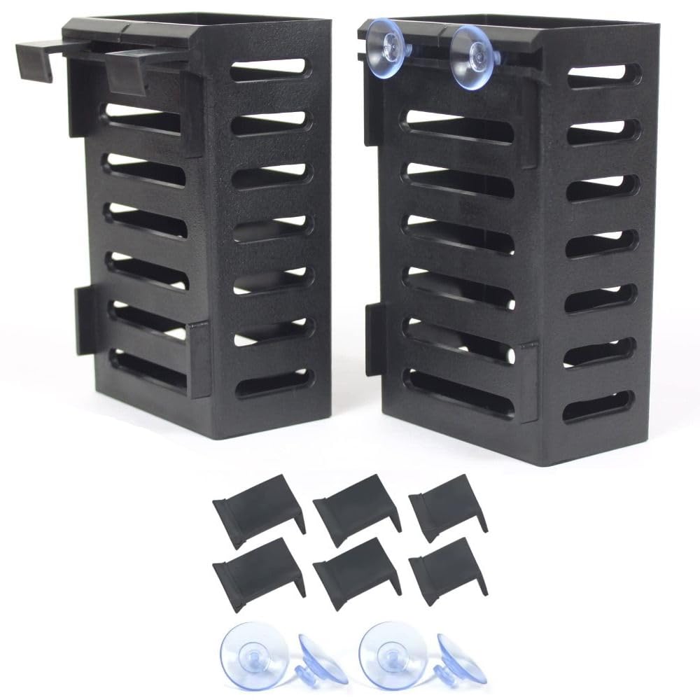2 Pack Aquarium Fish Tank Plant Holder with Hooks and Suction Cups Durable ABS Rack for Emersed Plants and Water Feature Decoration