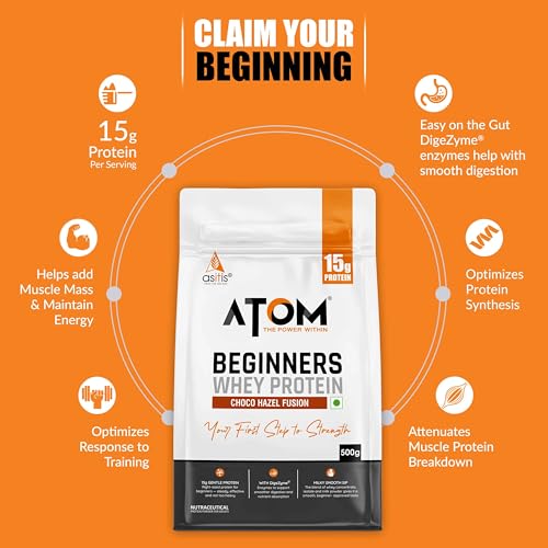 Image of Asitis Nutrition ATOM Beginners Whey Protein 500g | Accelerates Muscle-building | Increases Body Strength
