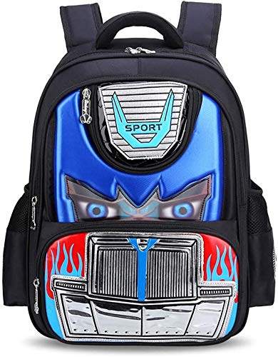 RDJM Mochila para niños Escuela Primaria 3D Transformers Impreso de niños de los niños Mochila Bolsa for Las Muchachas del Muchacho de la Mochila Escuela de la Mochila D (Color : A)