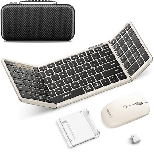 Foldable Keyboard and Mouse, Samsers Folding Bluetooth...