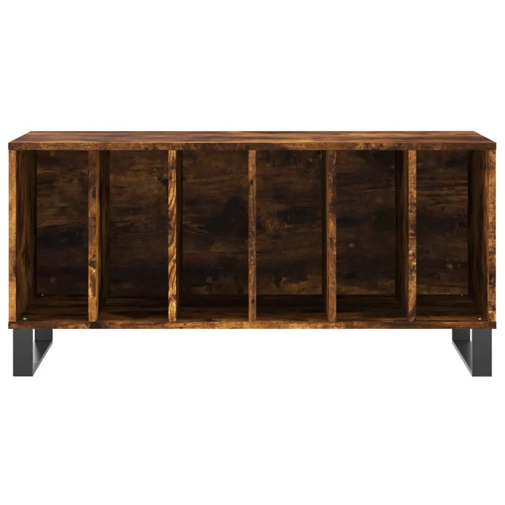 Helloshop26 Pratico armadio a dischi con grande spazio 100 x 38 x 48 cm, stile industriale in legno rovere fumé, 02_0049157