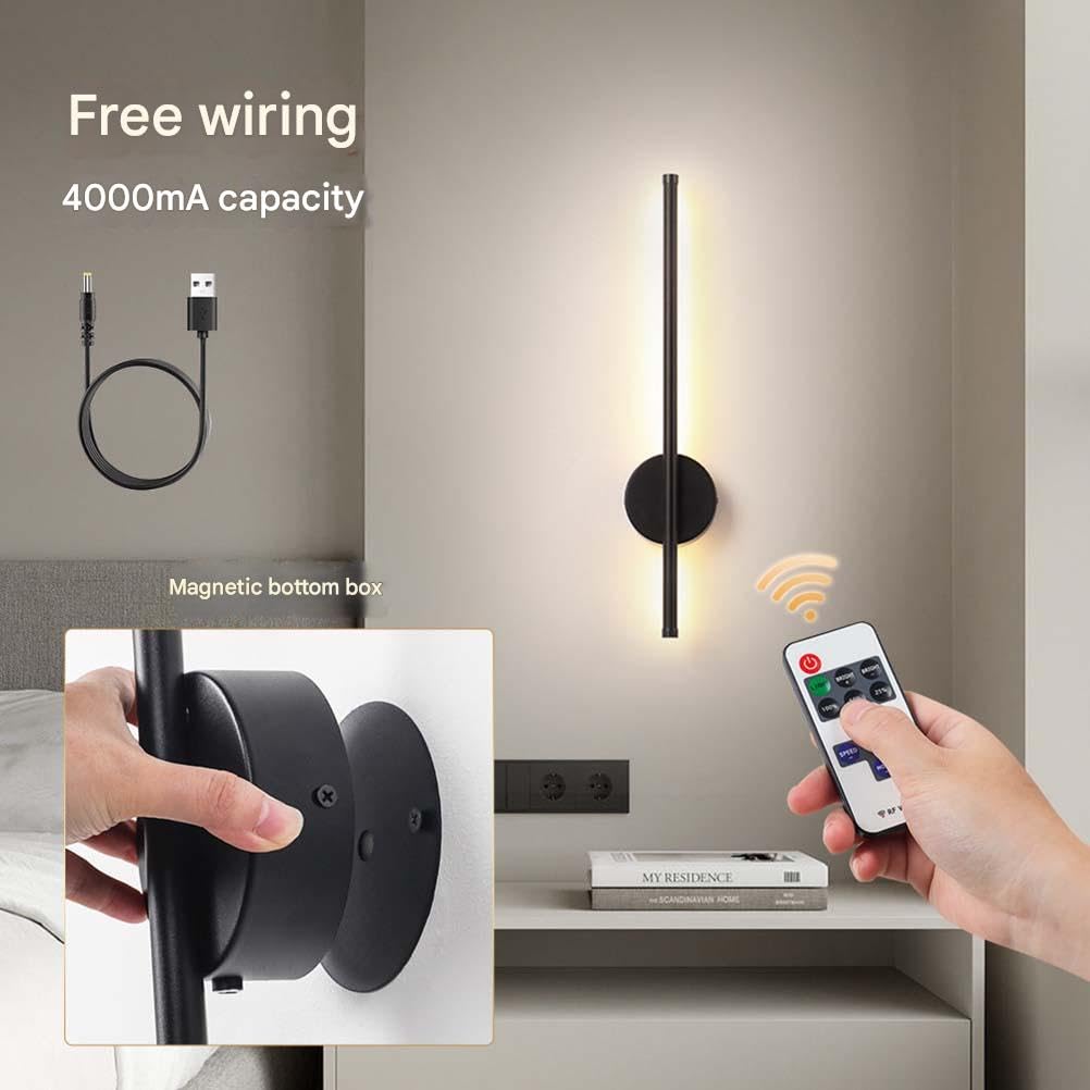 Applique da Interno a LED Senza Collegamento alla Rete elettrica, Lampada Ricaricabile a Striscia Lunga con Telecomando, dimmerabile, Illuminazione Wireless USB per Camera da Letto