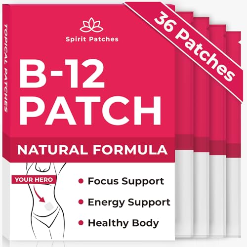 B12 Patches (Pack of 36) - 100% Natural Vitamin Patches for Women, Energy, Focus & Body Support,...