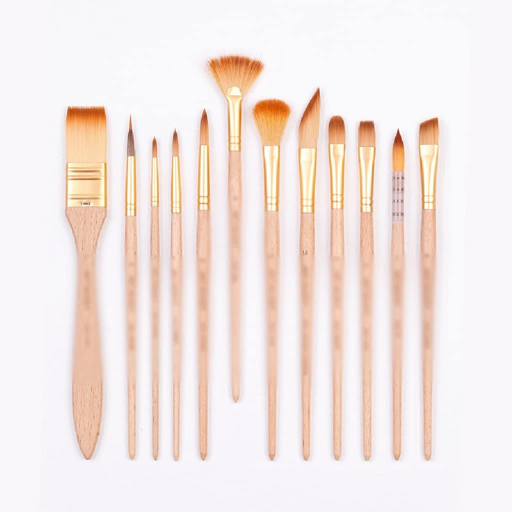 Pincel con Mango de Nailon Dorado para Pintura al óleo, Acuarela y acrílica.