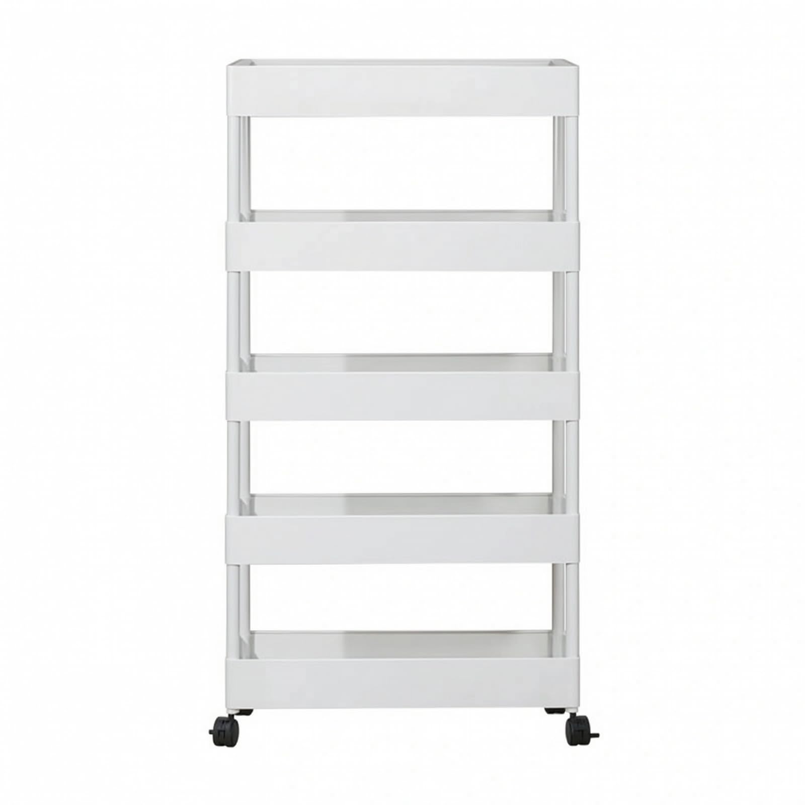 Scaffale Portaoggetti Portatile Carrello Organizzatore Ripiani Scaffalatura Mobile Contenitore Verticale in Plastica con Binari Laterali per Borse E, Bianco, size to 6