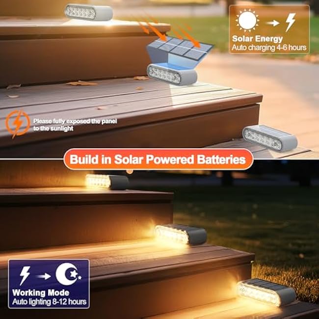 Solar Step Lights Stair Light Warm White Light