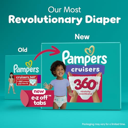 pampers diapers - cruisers 360 - size 5 128 count babyproof up to 100 leakproof pull-on diaper