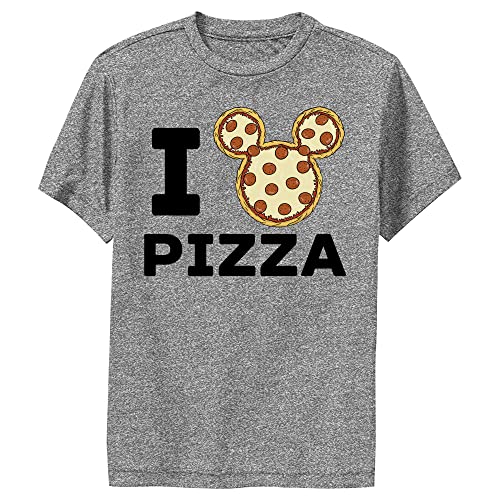 Boy's Mickey & Friends Mickey Mouse Pizza Performance Tee - Charcoal Heather - Medium