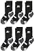 Starter Boys' 6-Pack Athletic Crew Socks, Prime Exclusive, Black, Medium (Shoe Size 4-9.5)