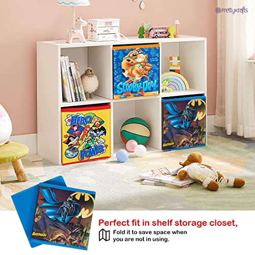 Image of PrettyKrafts Batman Toys Organizer, Storage Box for Kids; Small -Set of 2 Pieces (Blue)