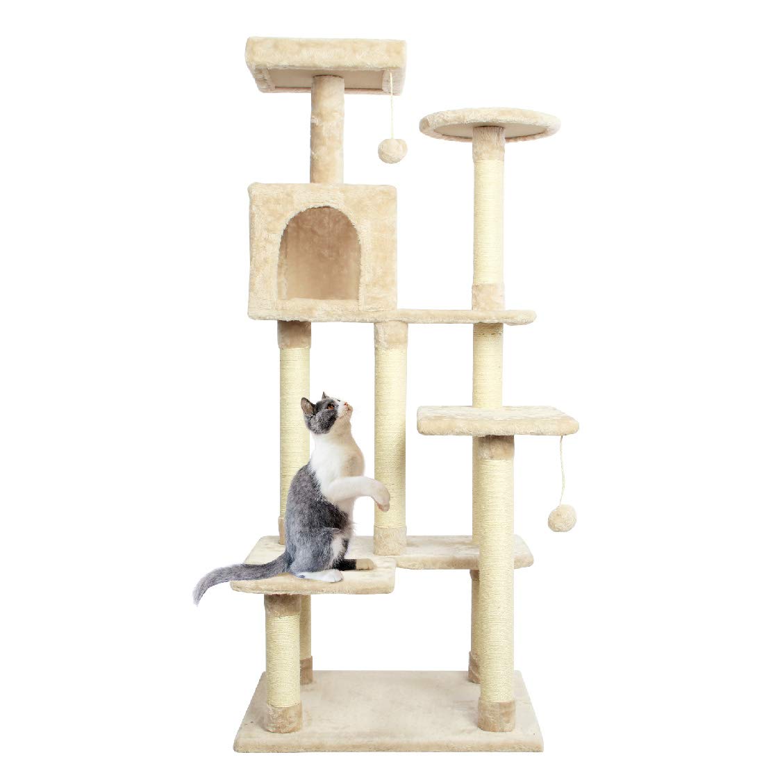 CUPETS Cat Tree Pet Furniture Cat Condo with House,Cat Scratching Post Indoor for Cats and Kittens