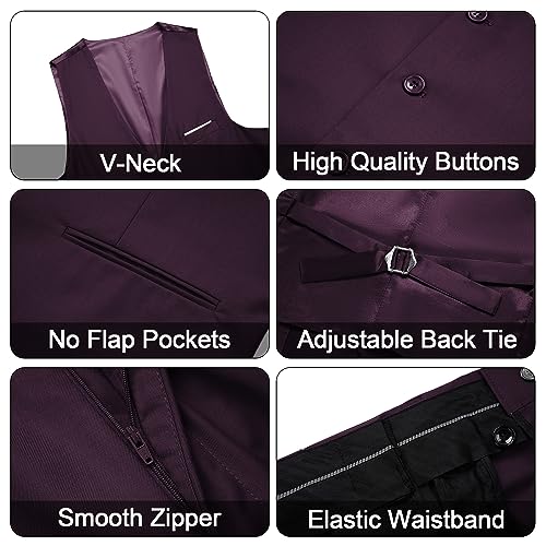 image for MAGE MALE Men's 3 Pieces Suit Elegant Solid One Button Slim Fit Single