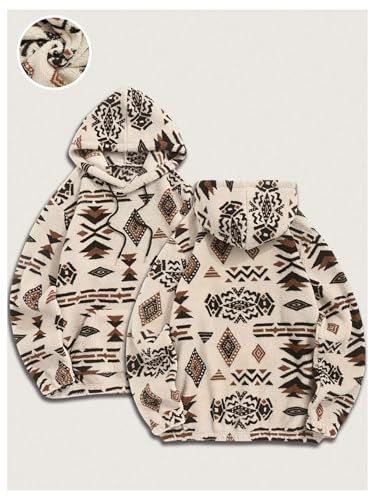 WDIRARA Men's Graphic Sherpa Fleece Hoodie Long Sleeve Hooded Sweatshirt Pullovers Top4