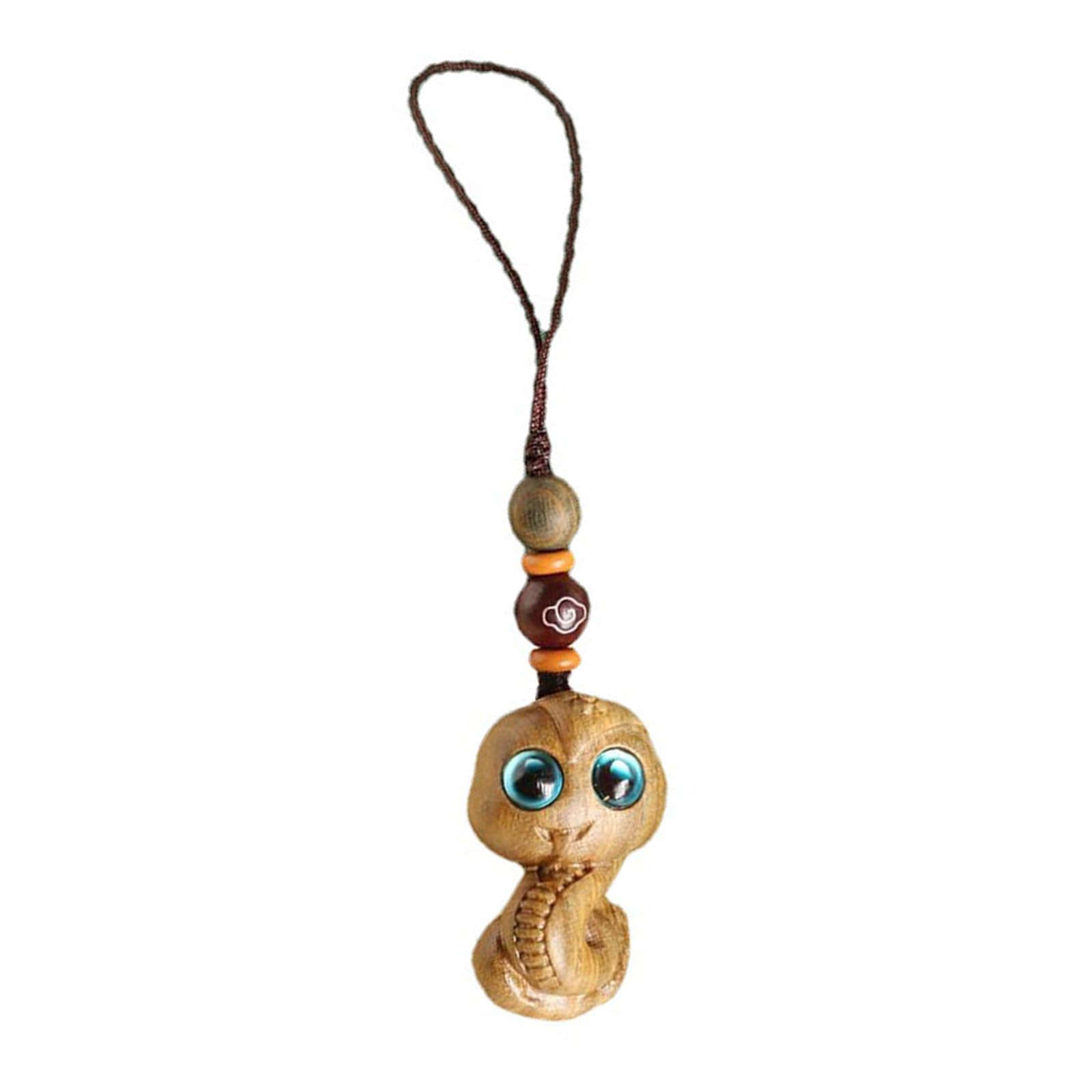 Xjdzineq Wood Carving Zodiacs Snake Keychain Hanging Pendant Figurine Luck Charm Handbag Decors Hanging Charm Zodiacs Keychain