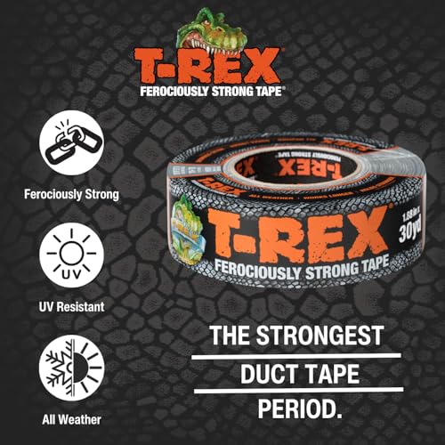 Image of T-REX Tape Heavy Duty Duct Tape with UV Resistant & Waterproof Backing for Ferociously Strong Repairs, 1.88 inch x 30 yd, Gunmetal Gray, 1 Roll (Pack of 6)