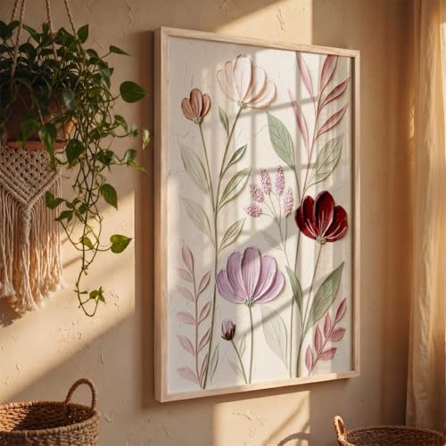 Image of kotart Floral Laef Wall Art Home Decoration | Aesthetic Paintings With Frame For Living Room Bed Room Hotel Wall Decor Digital Reprint (13x17 inch)