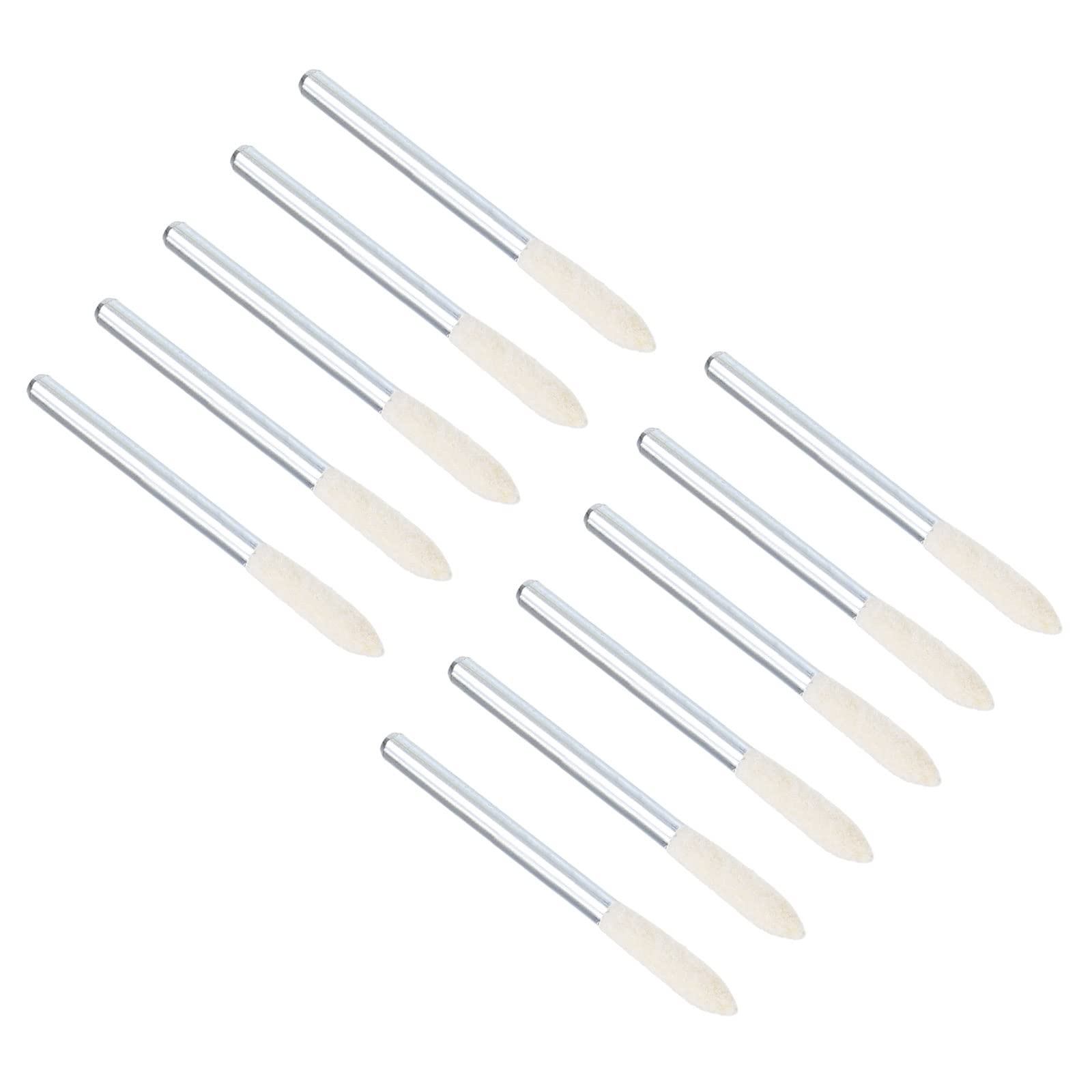 Punte di Lucidatura Montate in Feltro di Lana, Diametro 3mm Testa per Lucidatura Conica con Gambo 1/8" 15pz