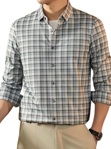 Image of Lymio Men Shirt | Checkered Button Down Shirt for Men | Slim Fit Casual & Semi-Formal Shirts for Man | Textured Long Sleeve | Office & Weekend Ready (Packs Also Available) (Small-Checks)