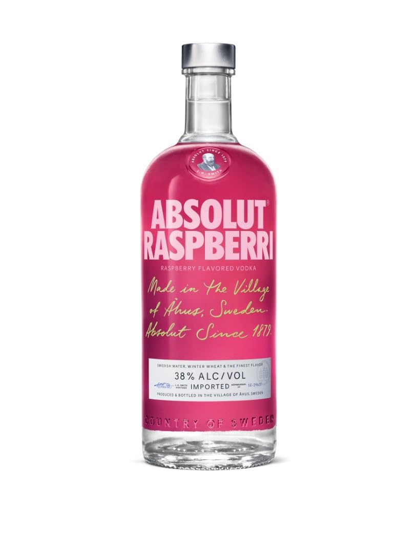 Absolut Vodka Raspberri – Absolut Vodka mit Himbeer Aroma – Schwedischer Klassiker – Ideal für Cocktails und Longdrinks – 1 x 1 l