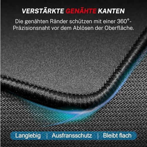 KTRIO Mauspad 3 Pack, Mousepad [30% Größer], Mouse Pad mit Anti-Rutsch-Gummiboden & Vernähte Kanten Mauspads für Computer Laptop und PC, Mouse Mat 275x215mm (Schwarz)