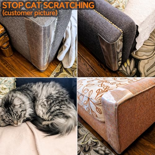 Image of FTSTC 10 Pieces Cat Scratch Protection, Self-Adhesive Scratch Protector with 40 Screws Scratching Mat for Cats, Protective for Sofa, Table and Chair Legs