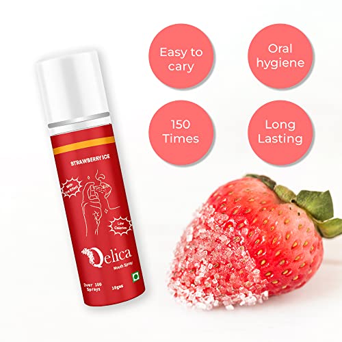 Image of Qelica Kissing Mouth Spray 10g Valentine Kiss Ready Mouth Spray | Alcohol Free Breath Freshener For Men & Women (Strawberry Ice)