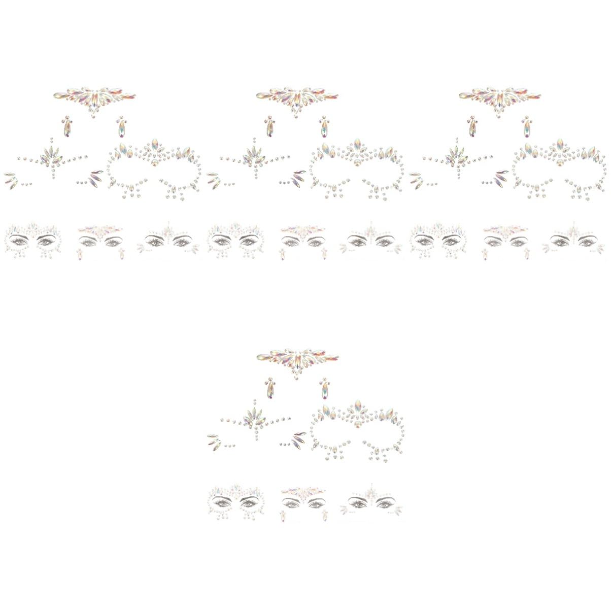 DOITOOL 12fogli Adesivi Brillantini Luminose Per Viso Gemme Per Feste Halloween e Festival Facili Da Applicare e Rimuovere Decorazioni Per Viso Sicure e Divertenti