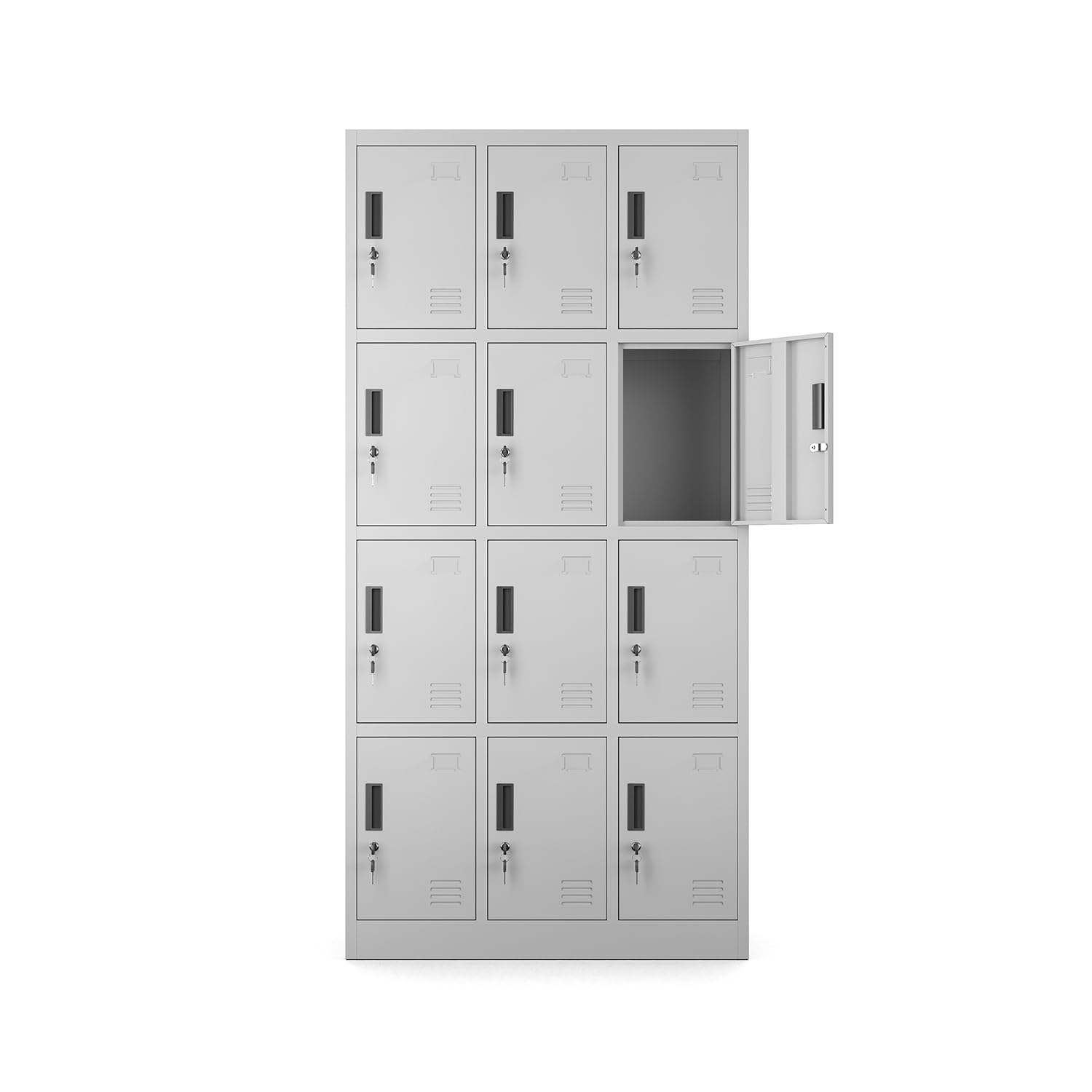 Muralo Armario Metálico de 12 Compartimentos 185x90x40 cm - Gris Claro