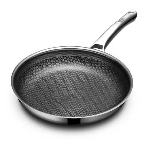 OATOFP Non Stick Frying Pans 12 inch, Hybrid Frying Skillets Nonstick,non stick Stainless Steel Braiser Pans, Dishwasher and Oven-Safe Chef Pan, Induction Compatible Cooking Pan, PFOA Free