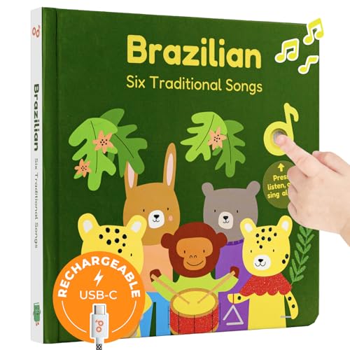 Image of Cali's Books Brazilian Nursery Rhymes Book - Sound Books for Toddlers 1-3 Years Old - Interactive & Educational Music Toys for Bilingual Children with Lyrics & Translations - Musical Gifts for Kids