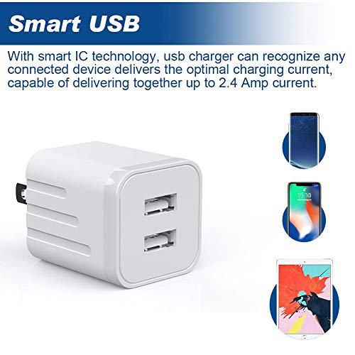 MBYY iPhone Charger MFi Certified Lightning Cable (4 Pack) 6FT Fast Charging Data Sync Transfer Cord with 2 Port USB Plug Wall Charger Travel Adapter Compatible with iPhone 11 Pro Max Xs X XR 8 7 Plus