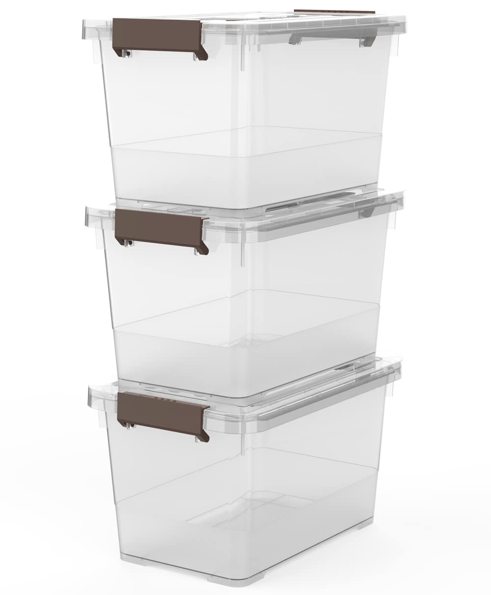 Buy Clear Plastic Storage Latch Box/Bins, 3Pack Storage Organizer Box