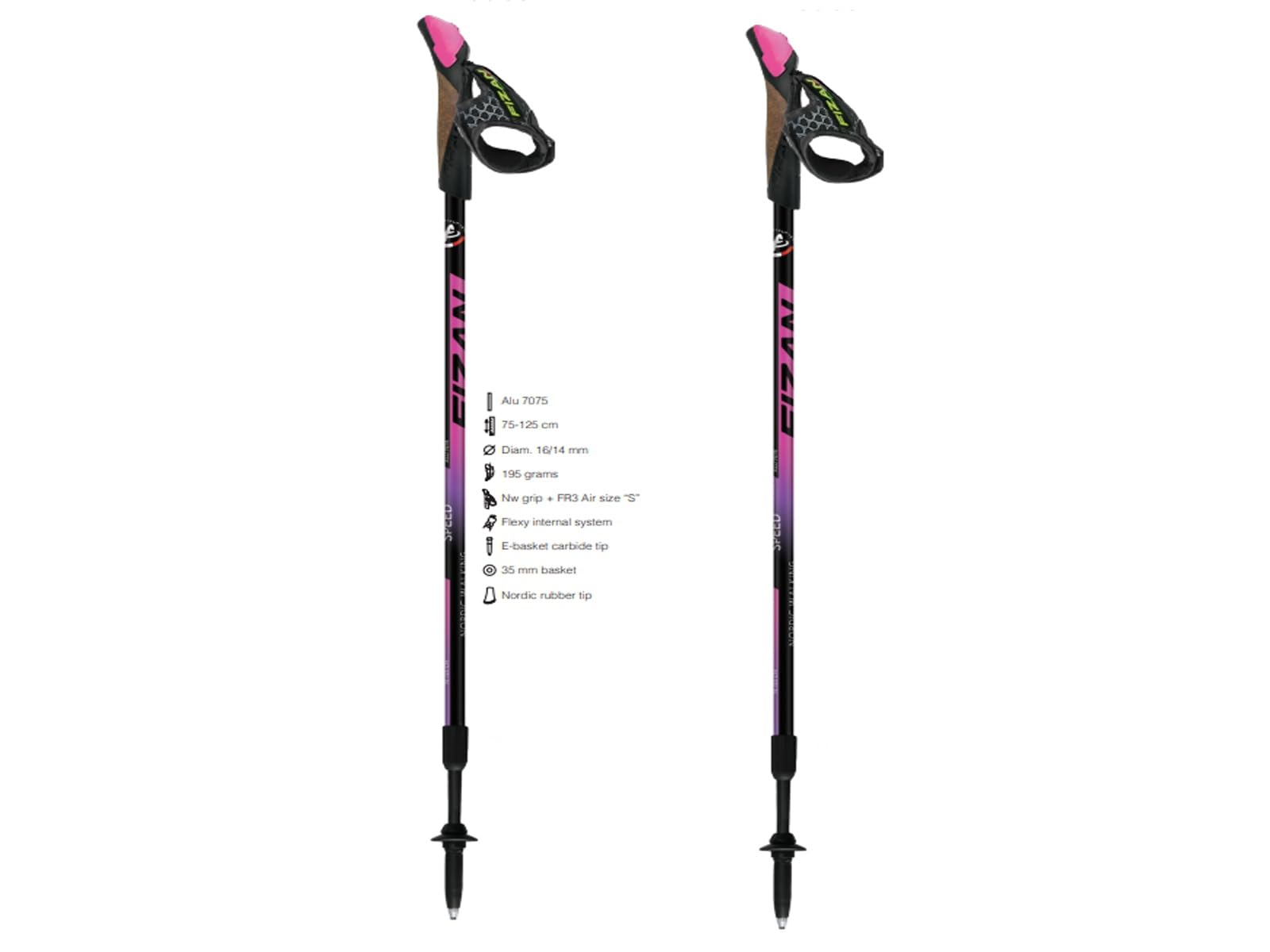 Fizan Bastoncini da donna S207523 Speed Nordic Walking Pink (singolo -.)